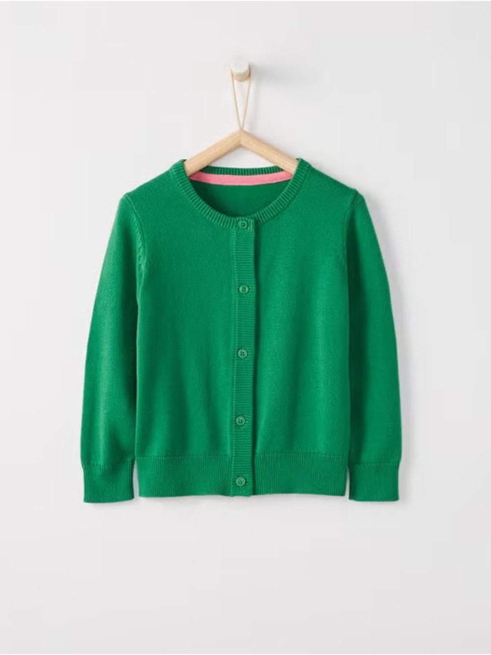 Hanna Andersson Green Button-Front Crewneck Cardigan